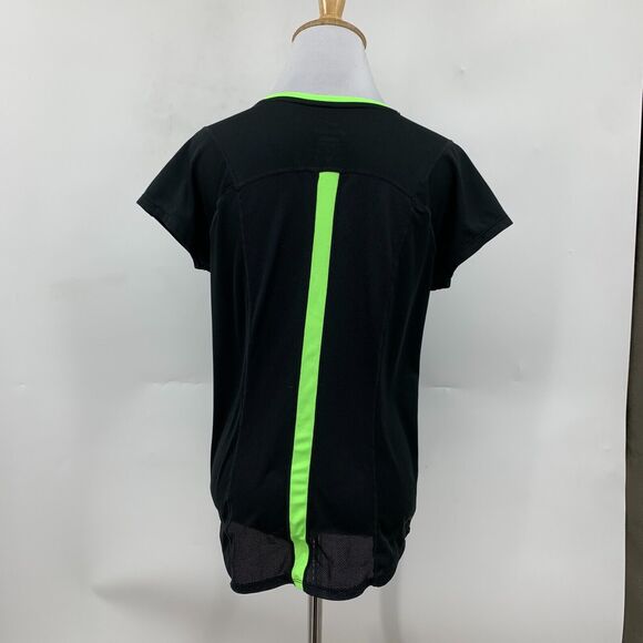 Nike Running T Shirt Womens L Large Black Reflective Stripe Dri Fit Racer Tee - Picture 6 of 14